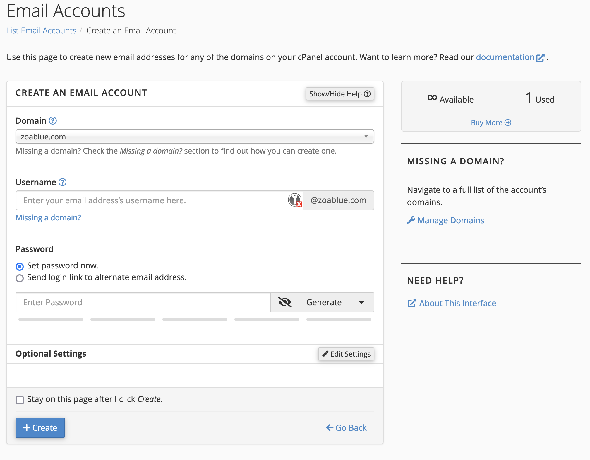 Create Email Account
