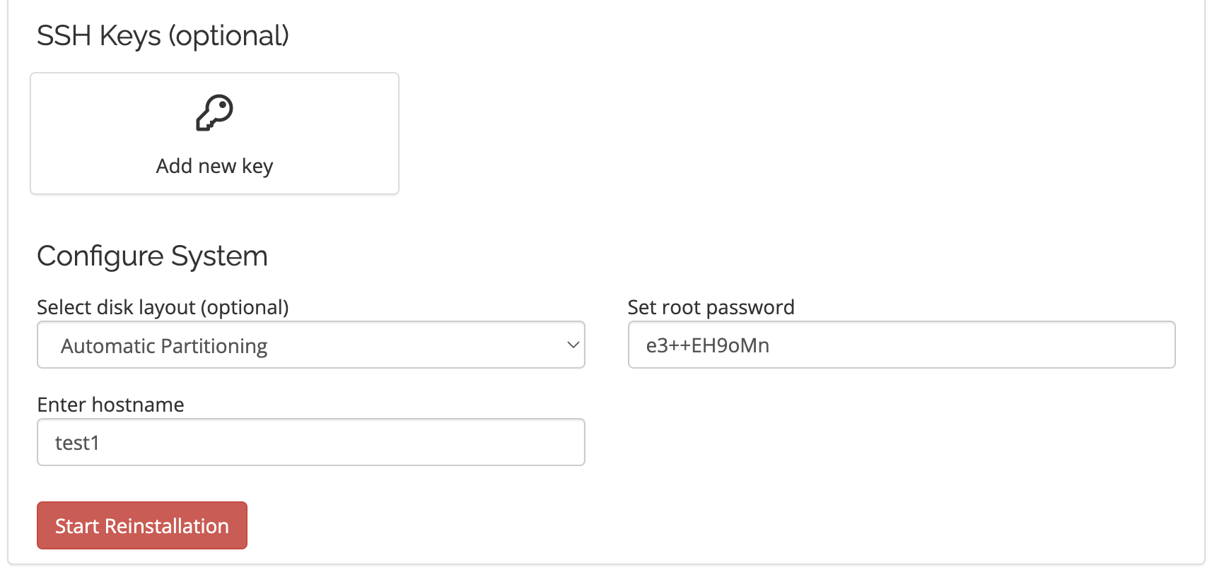 SSH Keys/Root Password
