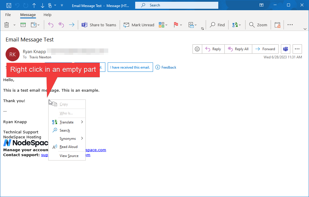 Outlook Message View Source